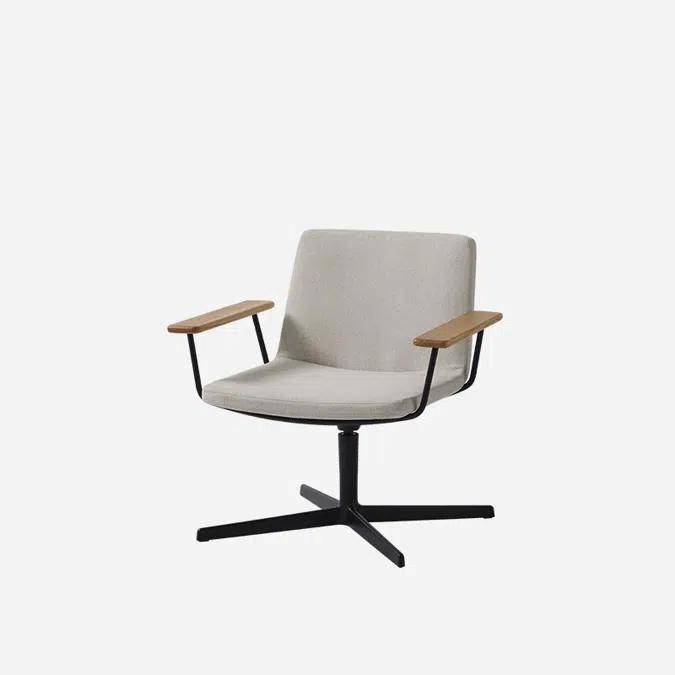 XAI0050 - Lounge armchair with low backrest, 4 spoke aluminum base and wooden arms (standard upholstery)