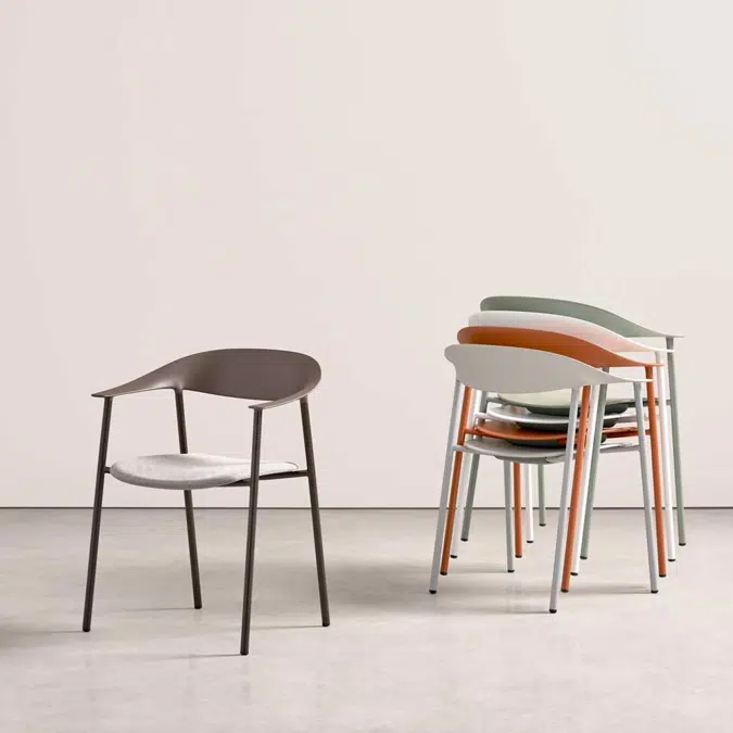 ARU0010 - Stackable armchair with polypropylene seat and backrest and 4 leg base made with steel tube