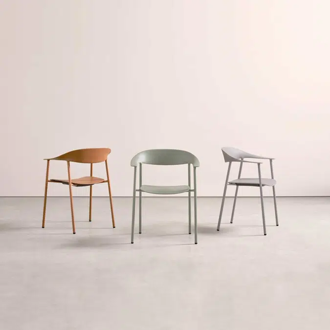ARU0010 - Stackable armchair with polypropylene seat and backrest and 4 leg base made with steel tube