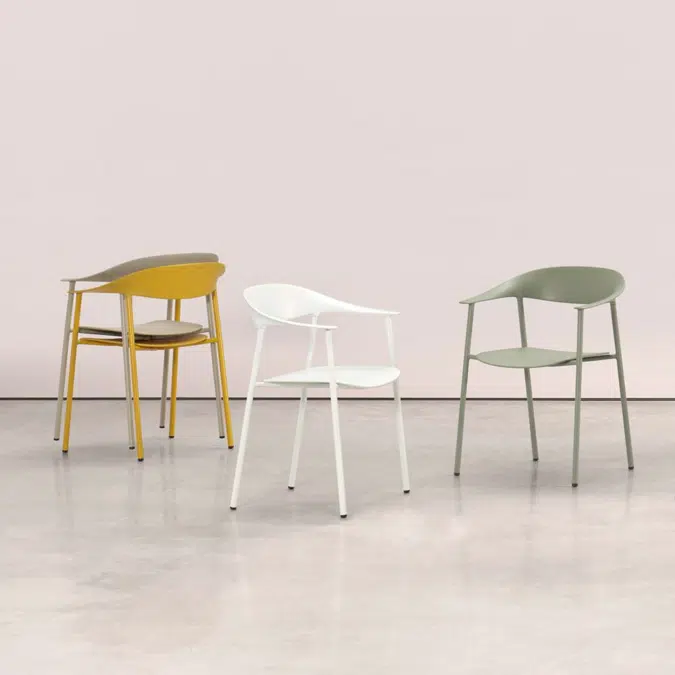 ARU0010 - Stackable armchair with polypropylene seat and backrest and 4 leg base made with steel tube