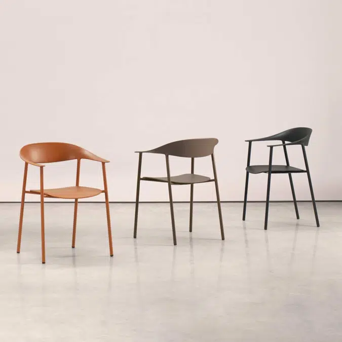 ARU0010 - Stackable armchair with polypropylene seat and backrest and 4 leg base made with steel tube