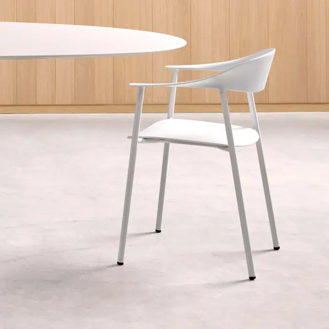 ARU0010 - Stackable armchair with polypropylene seat and backrest and 4 leg base made with steel tube