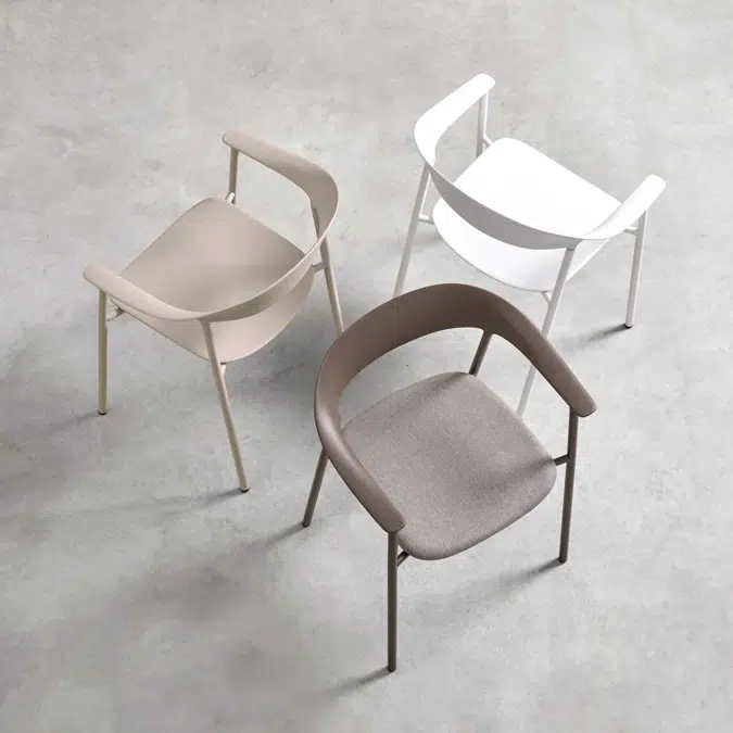 ARU0010 - Stackable armchair with polypropylene seat and backrest and 4 leg base made with steel tube
