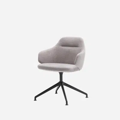 BIN0120 - Armchair with mid back and 4 spoke aluminum swivel base on glides图像