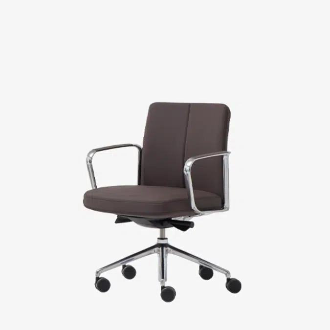 ZEP0030 - Swivel synchro armchair with low back and vertical stitching upholstery