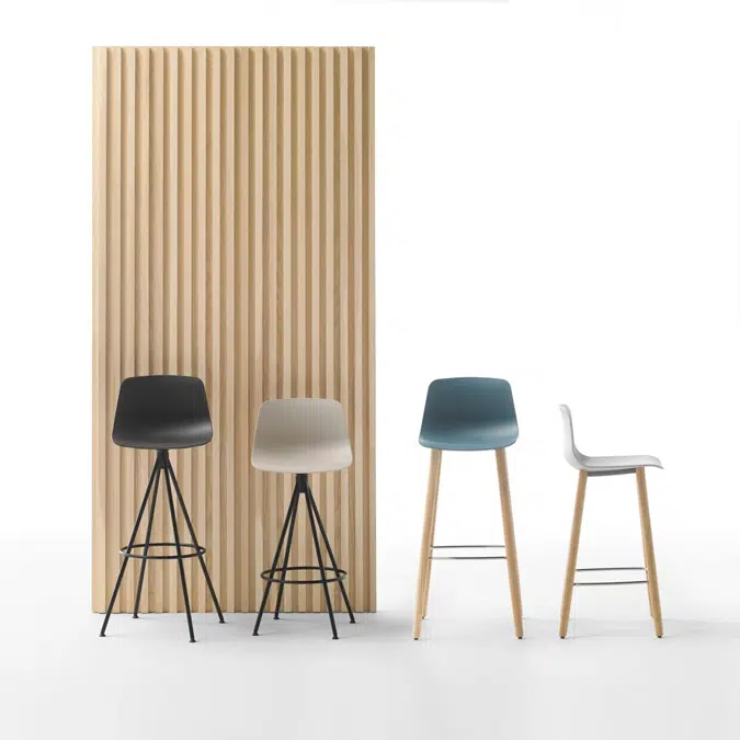 BIM objects - Free download! VAR0090MA - Medium stool with wooden 4 leg ...