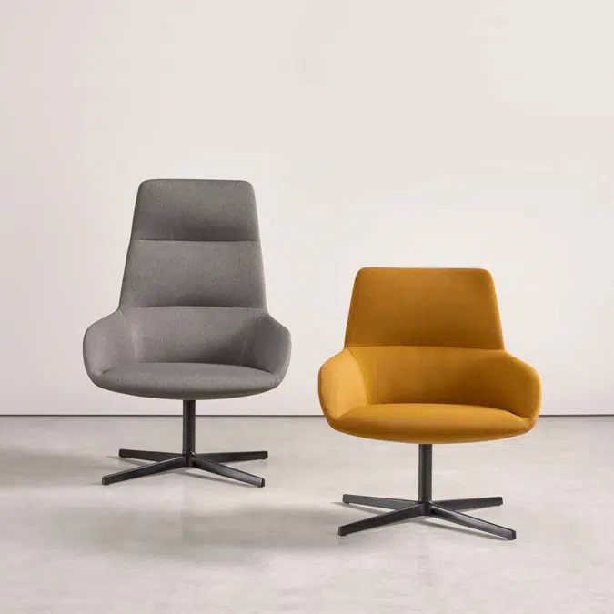 DUN0520 - Lounge armchair with medium back and 4 spoke aluminum swivel base