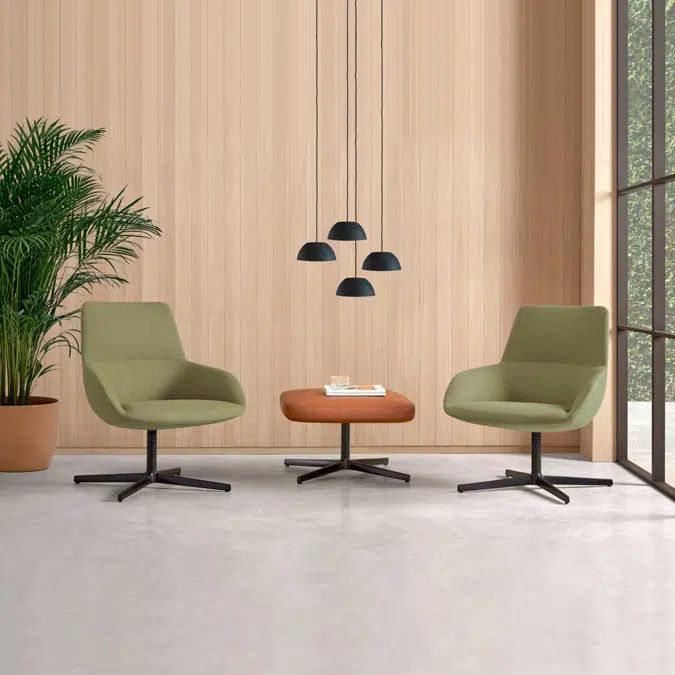 DUN0520 - Lounge armchair with medium back and 4 spoke aluminum swivel base