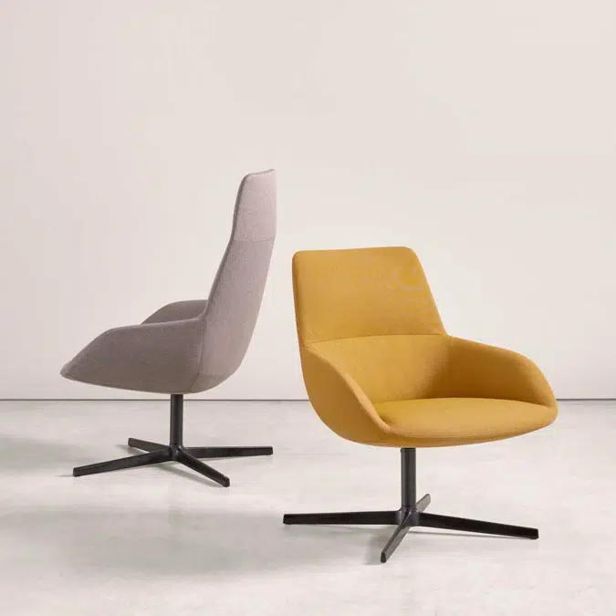 DUN0520 - Lounge armchair with medium back and 4 spoke aluminum swivel base
