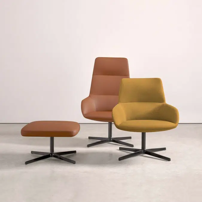 DUN0520 - Lounge armchair with medium back and 4 spoke aluminum swivel base
