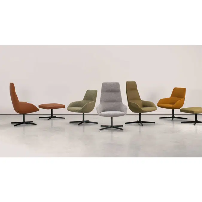 DUN0520 - Lounge armchair with medium back and 4 spoke aluminum swivel base