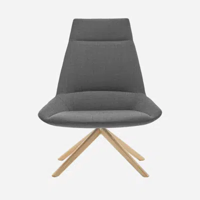 imazhi i DUN0045MA - Lounge chair with high back and 4 spoke wooden swivel base