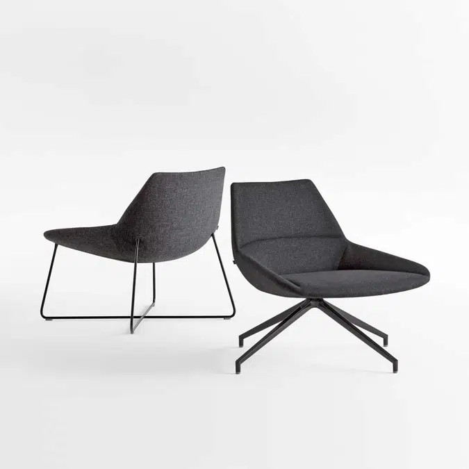 DUN0020 - Lounge chair with low back and high 4 spoke aluminum swivel base