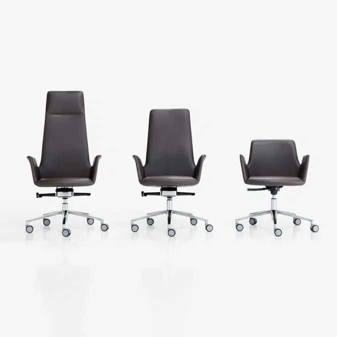 ALT0165GG - Armchair with XL high back (5 spoke aluminum swivel base on casters + gas lift)