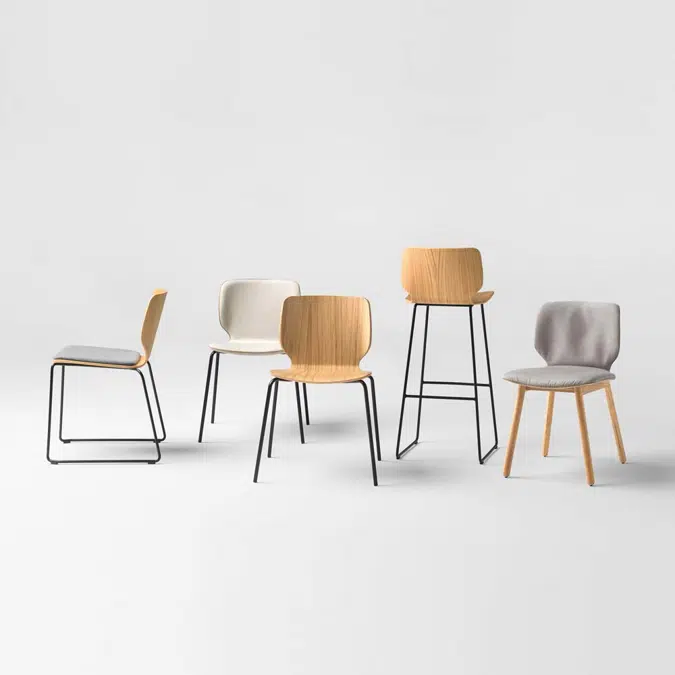 NIM0135MA - Chair with wooden 4 leg frame (upholstered shell)