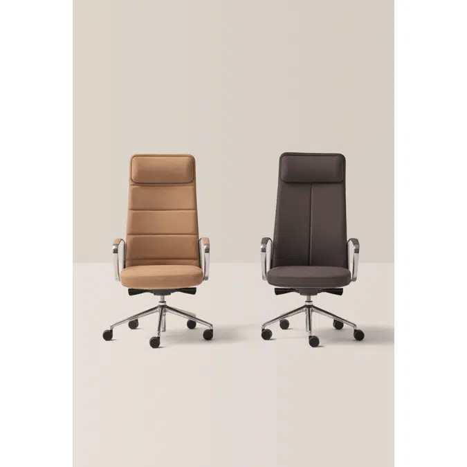 ZEP0110 - Swivel synchro armchair with high back and horizontal stitching upholstery