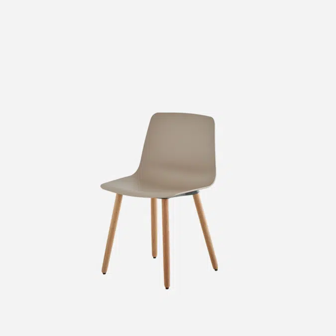 VXL0030MA - Chair with wooden 4 leg frame (plastic mono-shell)