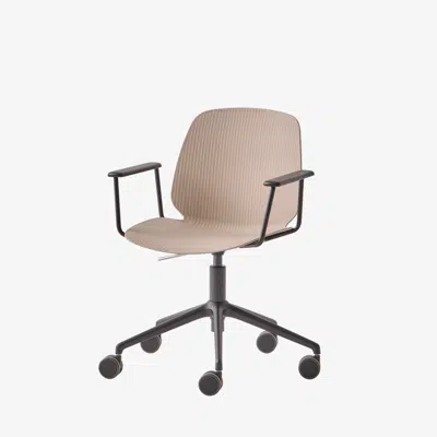 Image for OSW0056 - Armchair with 5 spoke aluminum swivel base on casters + gas lift