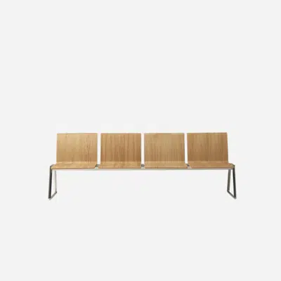 LIN0540 - 4 seater bench with wooden mono-shells图像