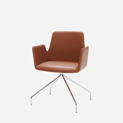 afbeelding voor ALT0050 - Upholstered armchair with low backrest and swivel steel base with 4 spokes