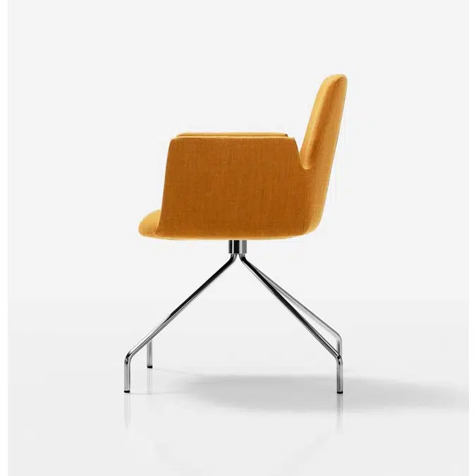 ALT0050 - Upholstered armchair with low backrest and swivel steel base with 4 spokes