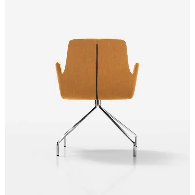 ALT0050 - Upholstered armchair with low backrest and swivel steel base with 4 spokes