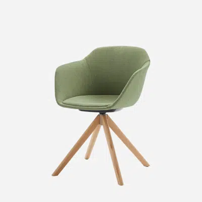 Image for TAI0645MA - Armchair with 4 spoke wooden swivel base (plain upholstered seat shell)