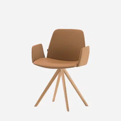 画像 UNN0355MA - Armchair with 4 spoke wooden swivel base + upholstered arms