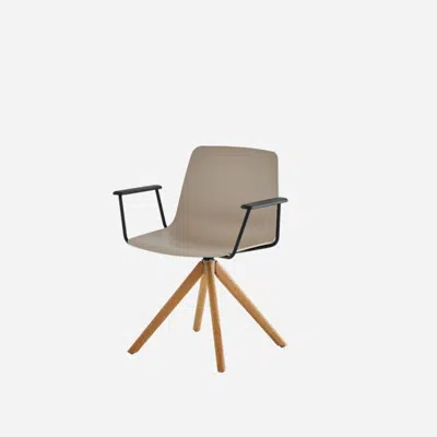 VXL0085MA - Armchair with 4 spoke wooden swivel base (plastic mono-shell) 이미지