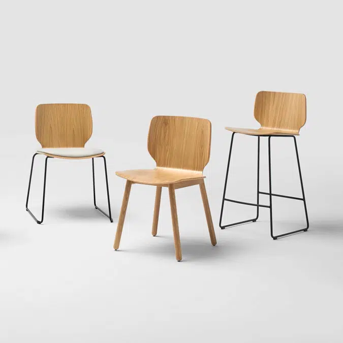 NIM0030MA - Chair with wooden 4 leg frame (wooden shell)