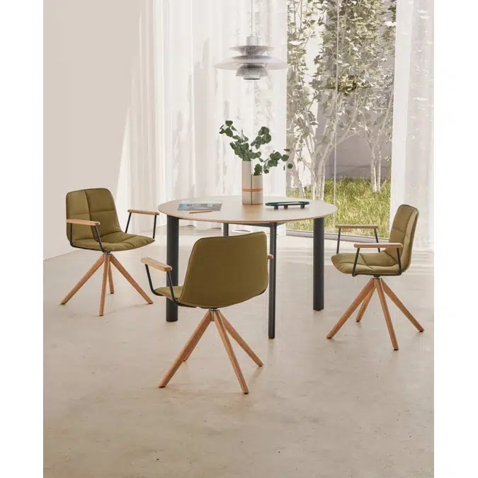 VXL0685MA - Fauteuil avec piètement pivotant en bois à 4 branches