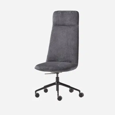 KOR0010 - Chair with high back (5 spoke aluminum swivel base on casters + gas lift + tilt mechanism)图像