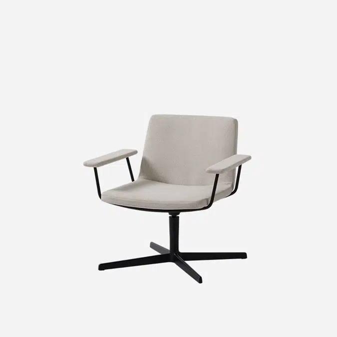 XAI0060 - Lounge armchair with low backrest, 4 spoke aluminum base and upholstered arms (standard upholstery)