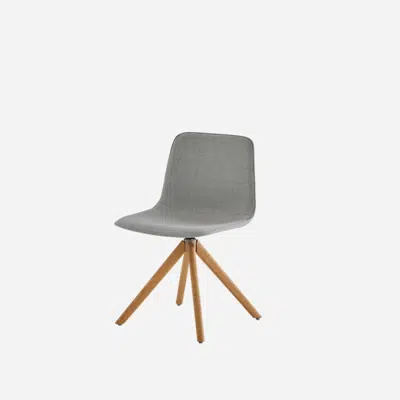 VXL0680MA - Chair with 4 spoke wooden swivel base (upholstered mono-shell) 이미지