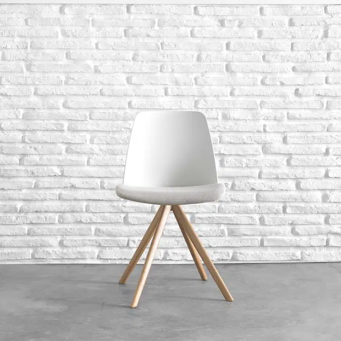 UNN0055MA - Chair with 4 spoke wooden swivel base