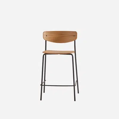 Image for LEA0420 - Medium stool with wooden back and seat