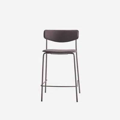 Image for LEA0620 - Medium stool with upholstered back and seat