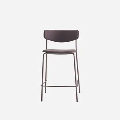 LEA0620 - Medium stool with upholstered back and seat için görüntü