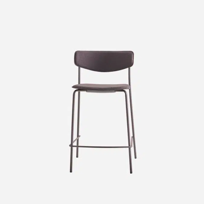 LEA0620 - Medium stool with upholstered back and seat