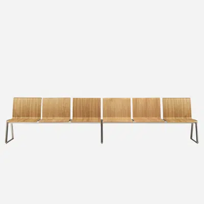 LIN0560 - 6 seater bench with wooden mono-shells图像