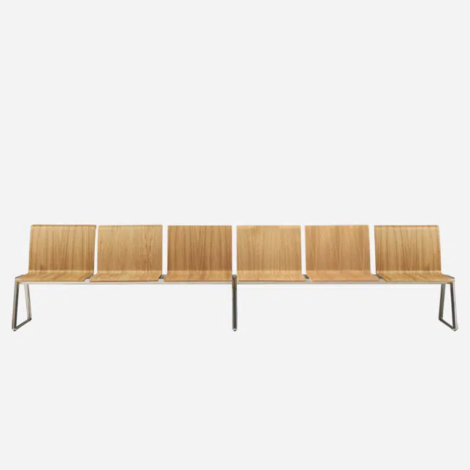 LIN0560 - 6 seater bench with wooden mono-shells