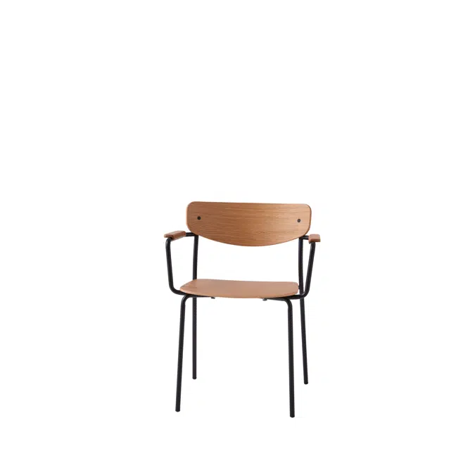 LEA0450 - Armchair with 4 leg frame and armpads (wooden seat & back)