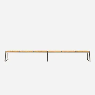 LIN0460 - 6 seater bench with wooden seats图像