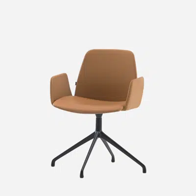 UNN0335 - Armchair with 4 spoke aluminum swivel base + upholstered arms 이미지