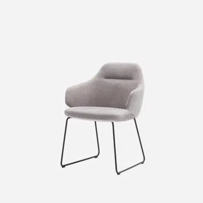 BIN0135 - Armchair with mid back and steel rod sled frame.图像