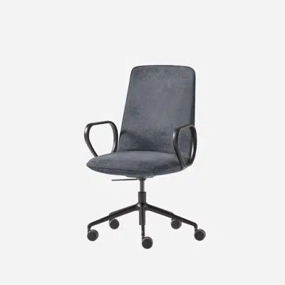 KOR0430 - Armchair with medium back (5 spoke aluminum swivel base on casters + gas lift)图像