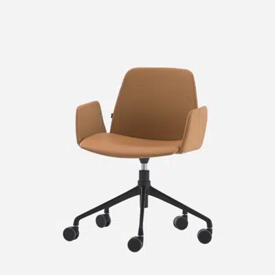 画像 UNN0345 - Armchair with 5 spoke aluminum swivel base + gas lift + upholstered arms