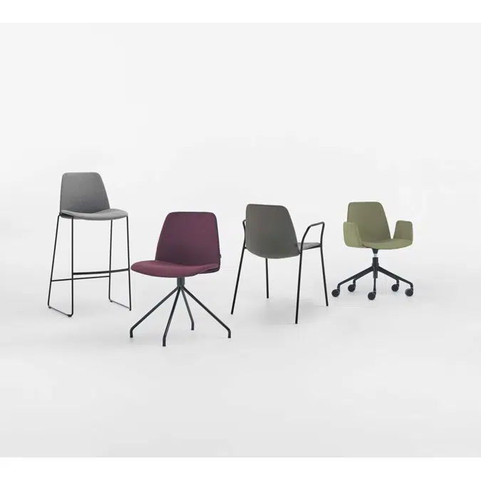 UNN0345 - Armchair with 5 spoke aluminum swivel base + gas lift + upholstered arms