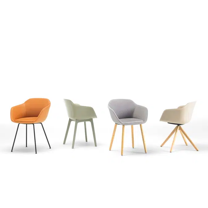TAI0640MA - Armchair with wooden 4 leg frame (plain upholstered seat shell)