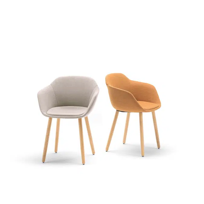 TAI0640MA - Armchair with wooden 4 leg frame (plain upholstered seat shell)